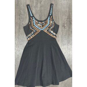 Express Black Midi Dress with Blue and Orange Accents